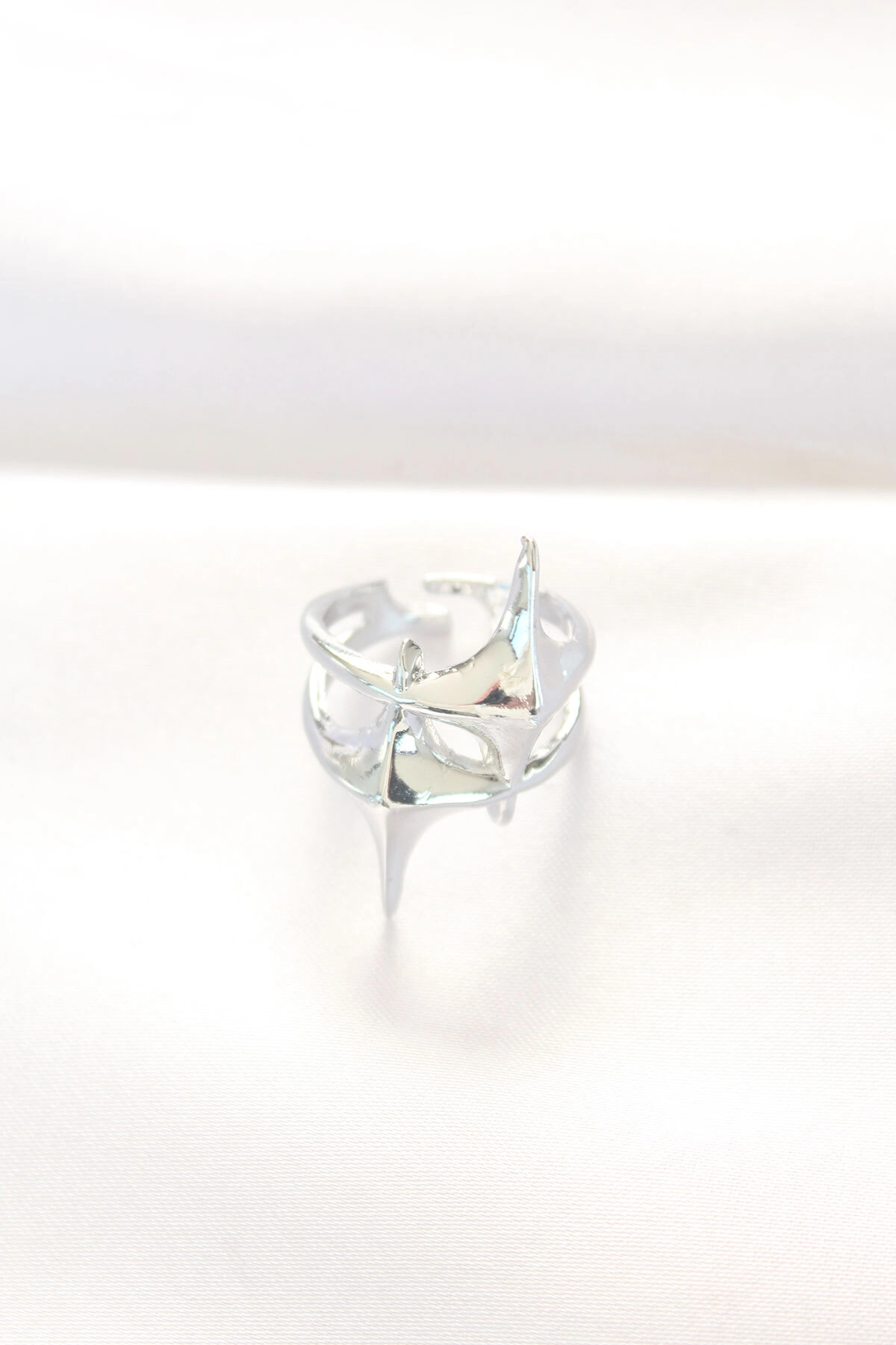 Yıldız Model Silver Renk Ayarlanabilir Yüzük-1