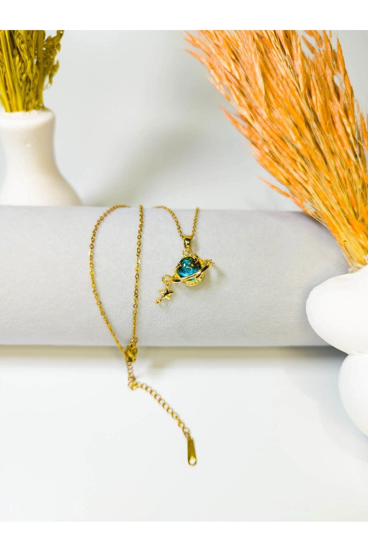 Yıldız Satürn Gümüş Gezegen Kolye | 316l Çelik - Kararmaz | Hediye Kadın-4