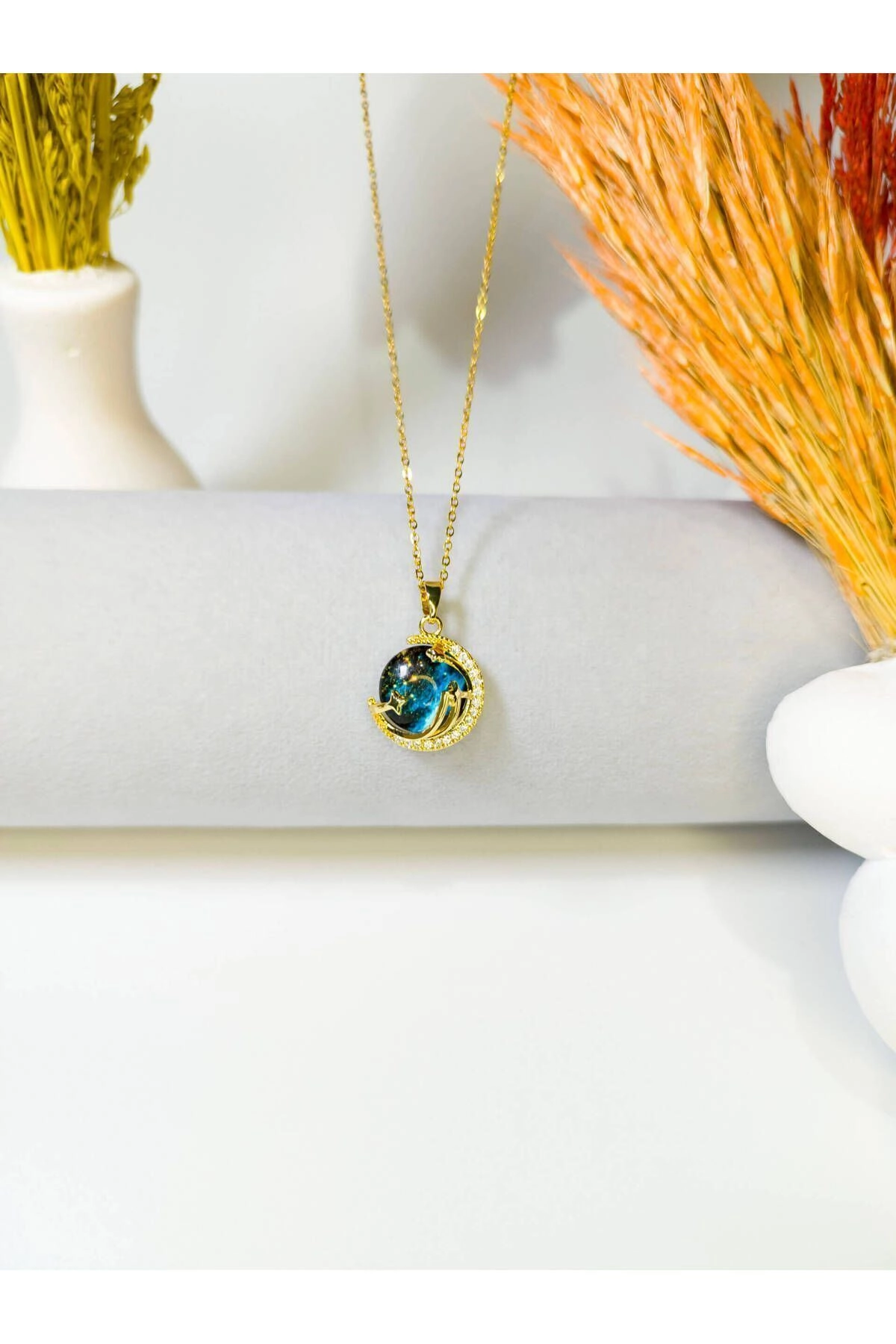 Zarif Gökyüzü - Gezegen Kolye | 316l Çelik - Kararmaz | Hediye Kadın-3