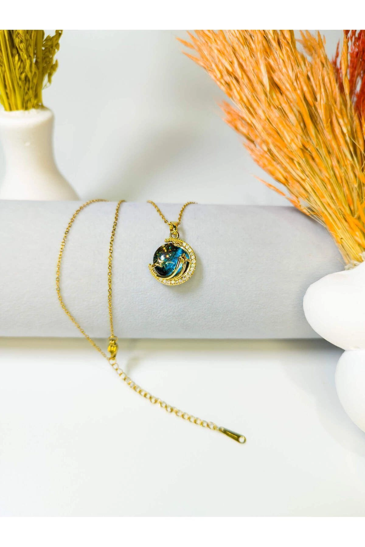 Zarif Gökyüzü - Gezegen Kolye | 316l Çelik - Kararmaz | Hediye Kadın | Uzay Dünya-4