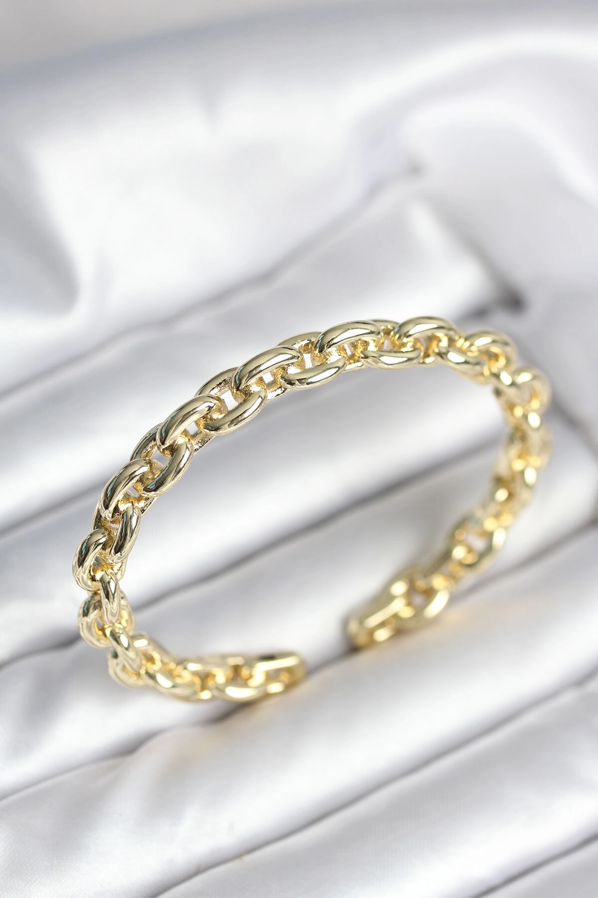 Zincir Model Gold Renk Pirinç Kadın Bileklik-0