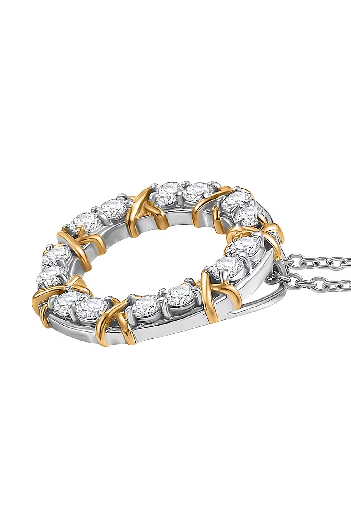 Zirkon Taşlı Gold Detaylı Zarif Xox Kolye | 316l Çelik - Kararmaz | Hediye Kadın-4