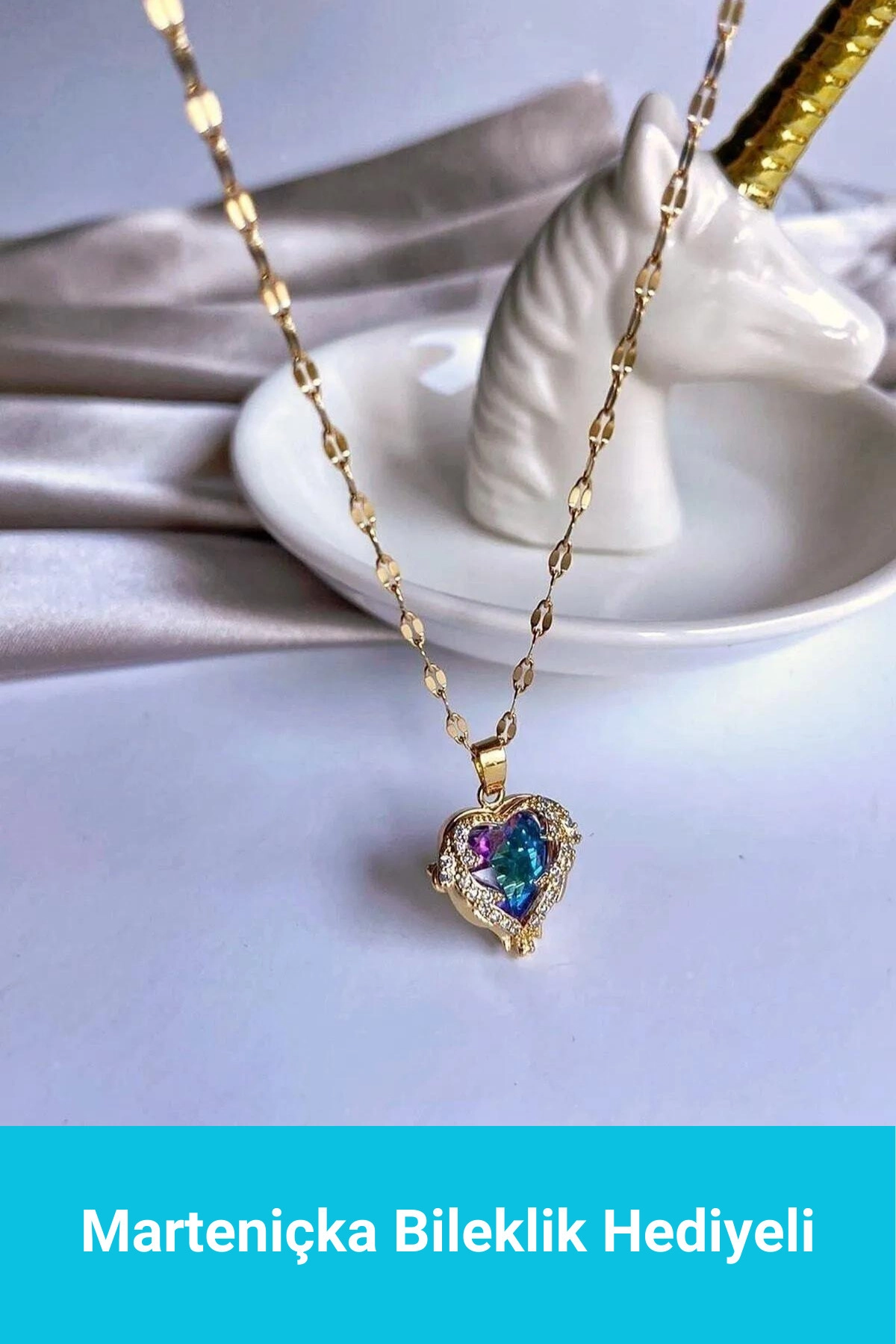 Zirkon Taşlı Kalp Kolye | 316l Çelik - Kararmaz | Hediye Kadın-0